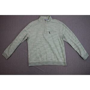 Tommy Bahama Sweatshirt Mens Size L Green 1/4 Zip Heather Long Sleeve Mock Neck